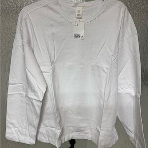 H&M White Long-Sleeve Crewneck Shirt